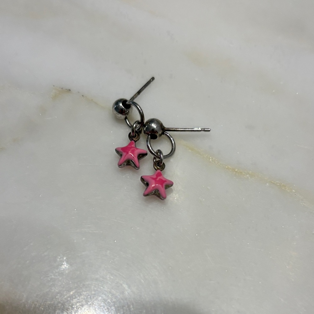 Pink Star Earrings for Kids